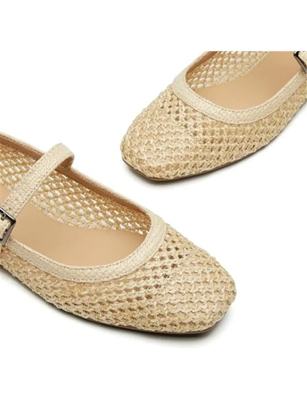 Trary Mary Jane Shoes Women Woven Flats for Women Dressy Ballet Flats Squared